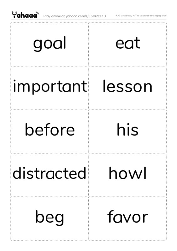 RAZ Vocabulary H: The Goat and the Singing Wolf PDF two columns flashcards