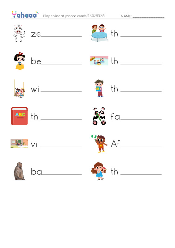 RAZ Vocabulary I: A Visit to the Zoo2 PDF worksheet writing row