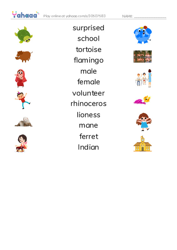 RAZ Vocabulary I: A Visit to the Zoo3 PDF three columns match words