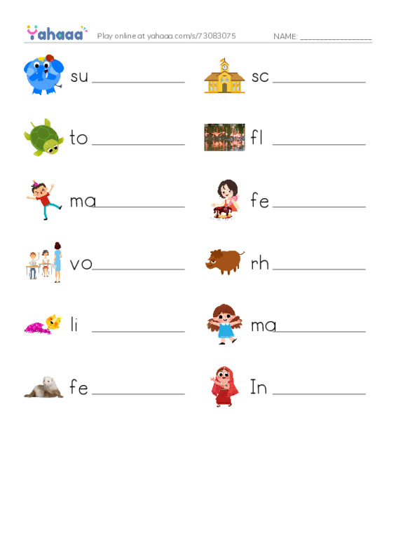 RAZ Vocabulary I: A Visit to the Zoo3 PDF worksheet writing row
