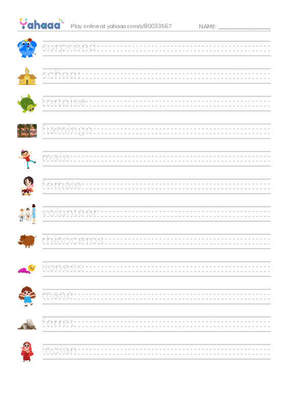 RAZ Vocabulary I: A Visit to the Zoo3 PDF write between the lines worksheet