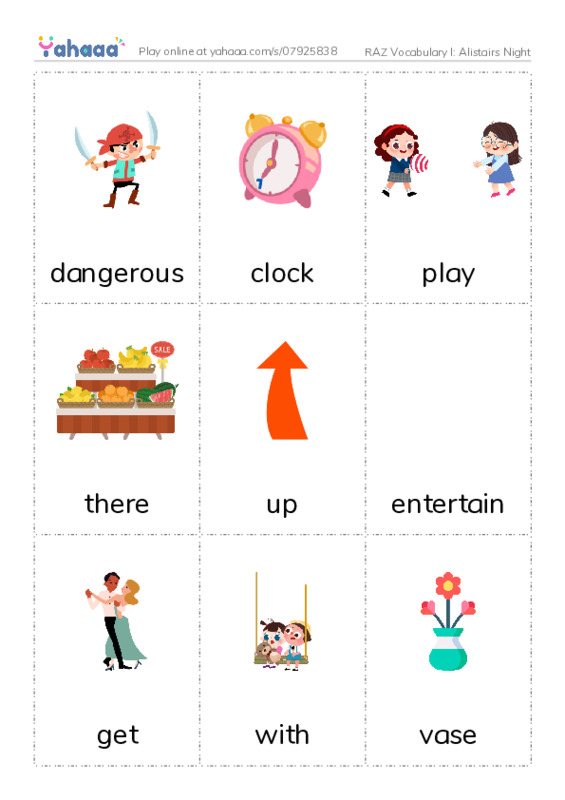 RAZ Vocabulary I: Alistairs Night PDF flaschards with images