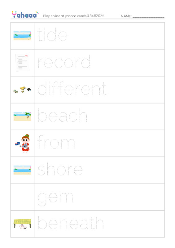 RAZ Vocabulary I: Amazing Beaches PDF one column image words