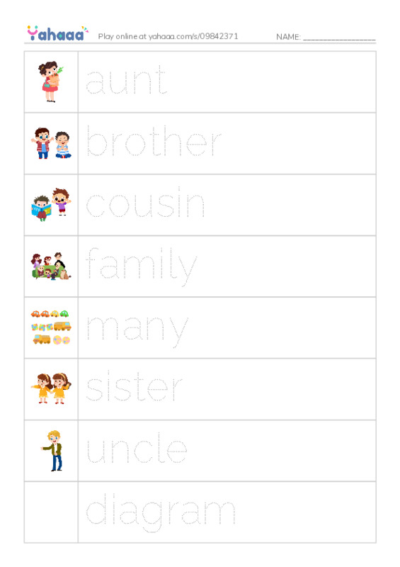RAZ Vocabulary I: Families1 PDF one column image words