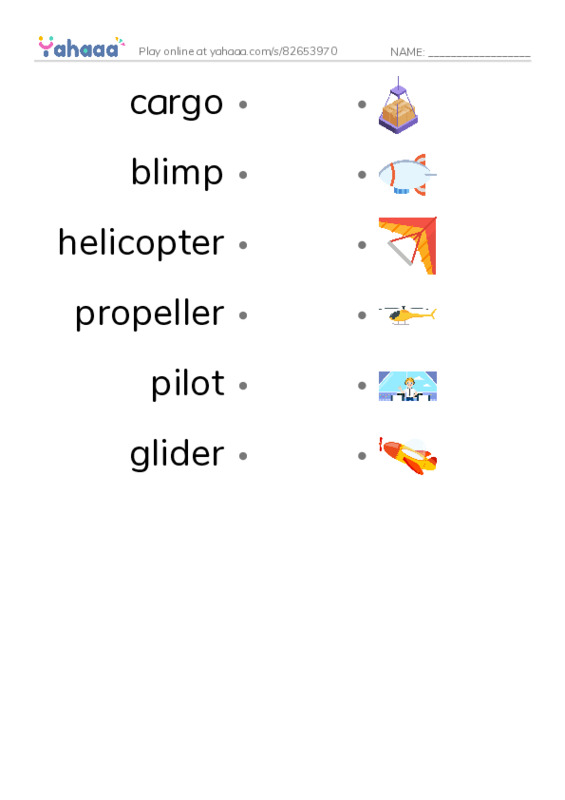 RAZ Vocabulary I: Fantastic Flying Machines PDF link match words worksheet