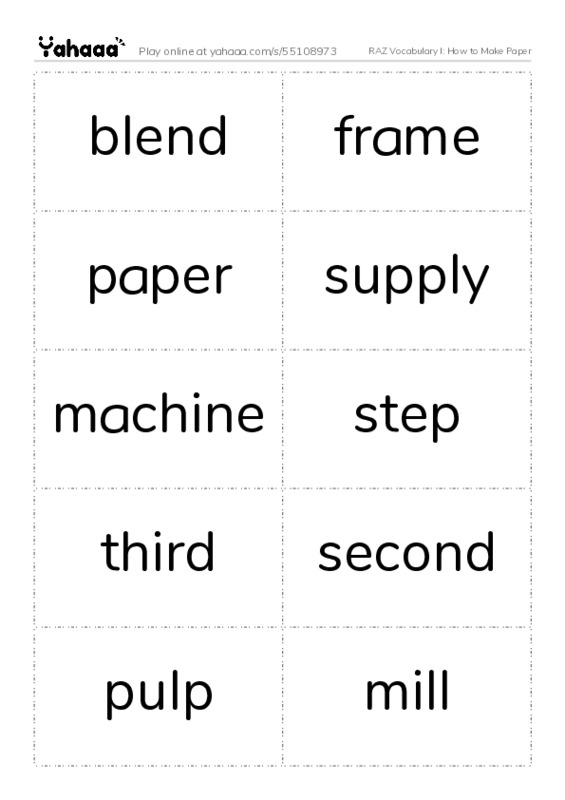 RAZ Vocabulary I: How to Make Paper PDF two columns flashcards