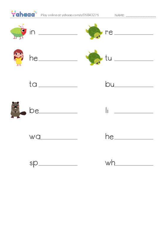 RAZ Vocabulary I: Life at the Pond PDF worksheet writing row
