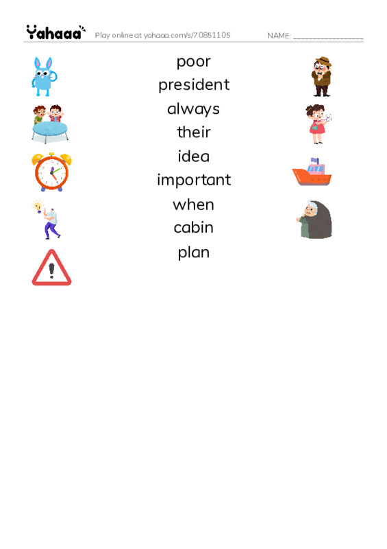 RAZ Vocabulary I: Lincoln Loved to Learn PDF three columns match words