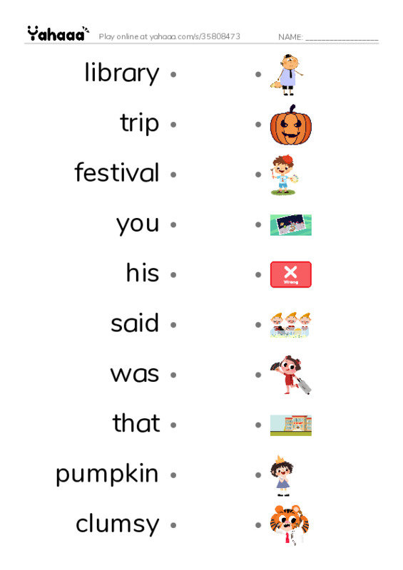 RAZ Vocabulary I: Mikes Good Bad Day PDF link match words worksheet