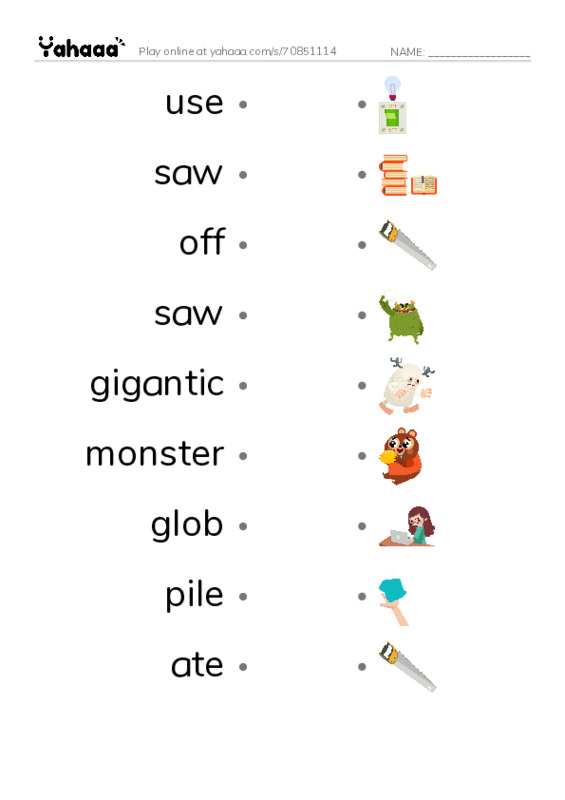 RAZ Vocabulary I: Soup and a Sandwish PDF link match words worksheet