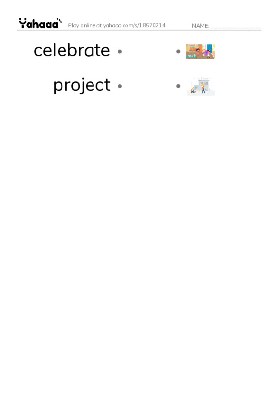 RAZ Vocabulary I: The 100th Day Project PDF link match words worksheet