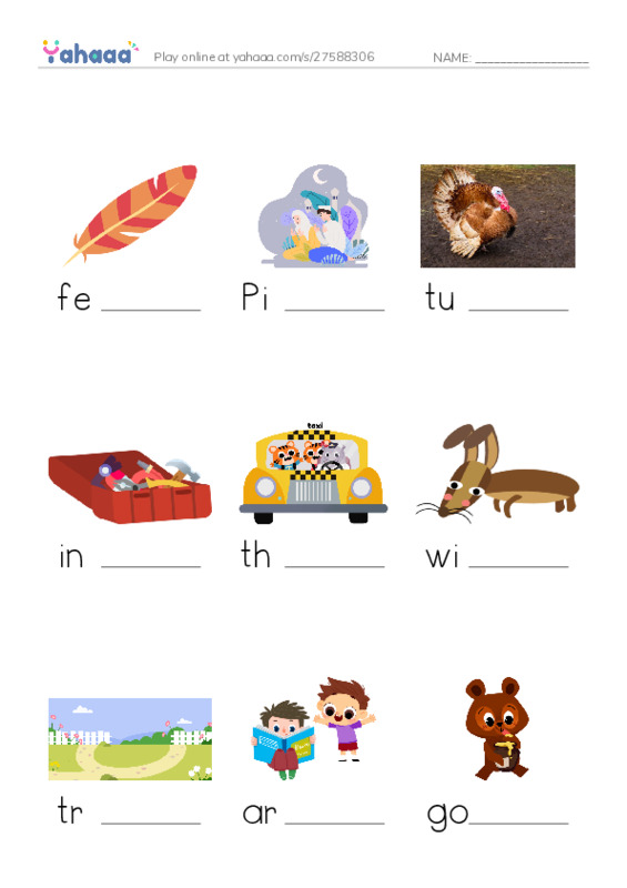 RAZ Vocabulary I: Turkeys in the Trees PDF worksheet to fill in words gaps