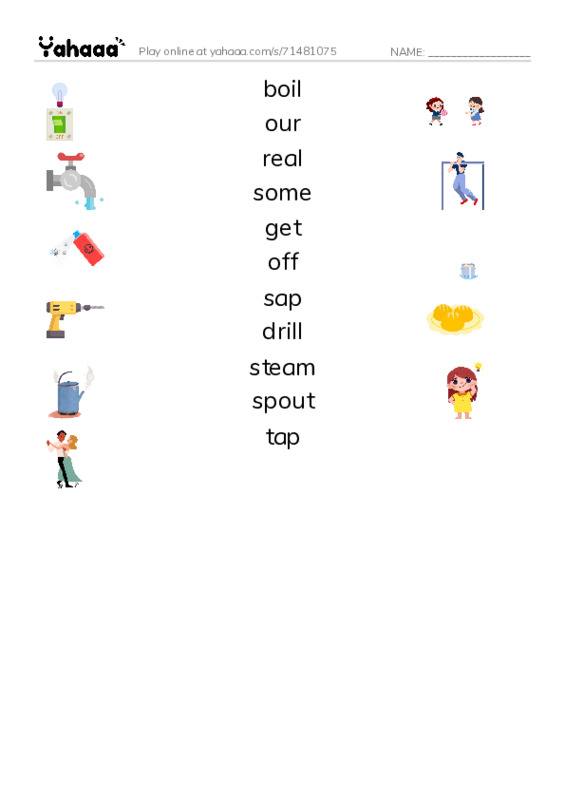 RAZ Vocabulary I: We Make Maple Syrup PDF three columns match words