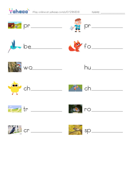 RAZ Vocabulary I: Why Robins Hop PDF worksheet writing row