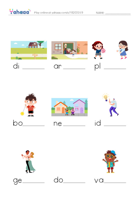 RAZ Vocabulary I: Winter Vacation PDF worksheet to fill in words gaps