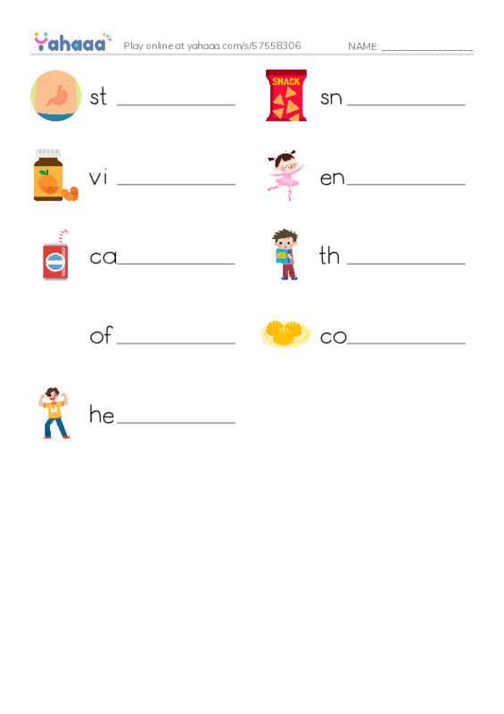 RAZ Vocabulary J: A Rainbow of Food PDF worksheet writing row