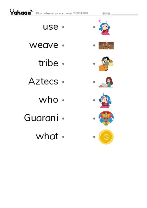 RAZ Vocabulary J: Being Bilingual2 PDF link match words worksheet