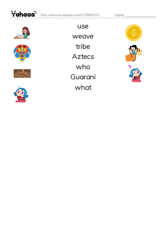 RAZ Vocabulary J: Being Bilingual2 PDF three columns match words