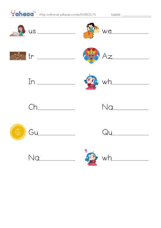 RAZ Vocabulary J: Being Bilingual2 PDF worksheet writing row