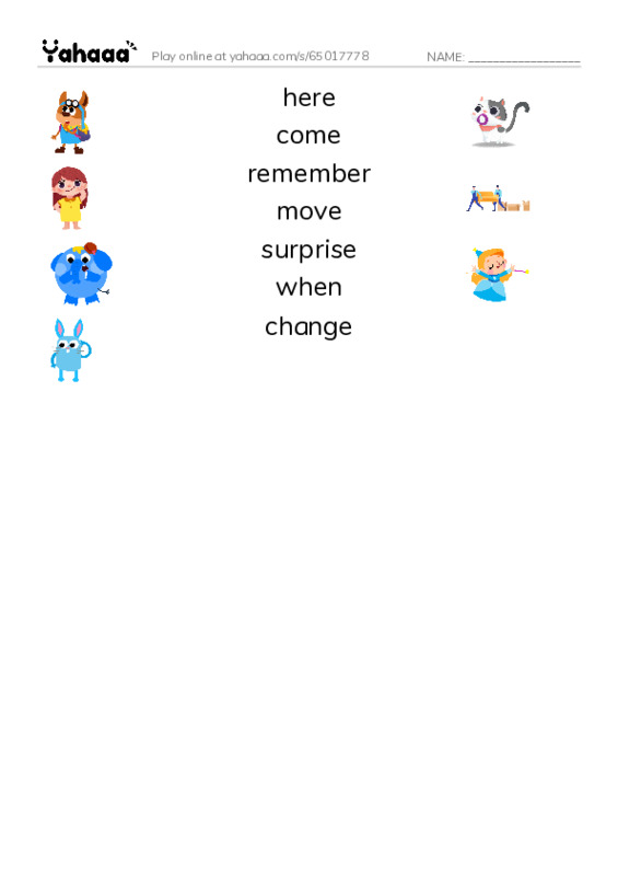 RAZ Vocabulary J: Changes PDF three columns match words