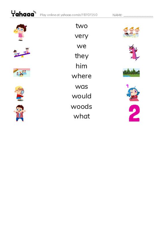 RAZ Vocabulary J: Darbys Birthday Party2 PDF three columns match words