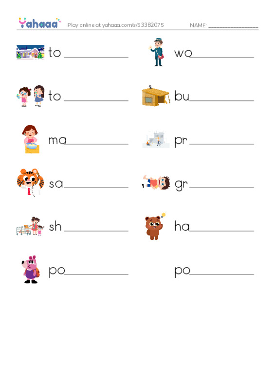 RAZ Vocabulary J: Hannahs Townspeople PDF worksheet writing row