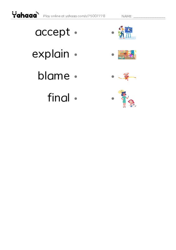 RAZ Vocabulary J: I Broke It PDF link match words worksheet