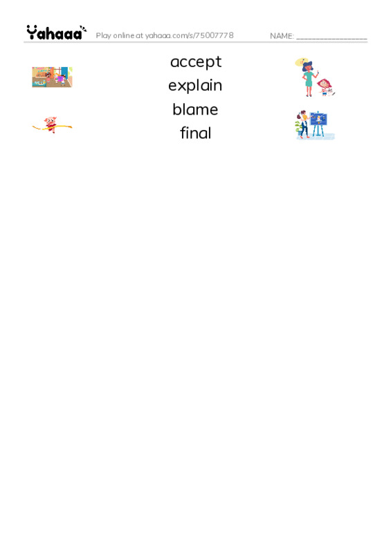 RAZ Vocabulary J: I Broke It PDF three columns match words