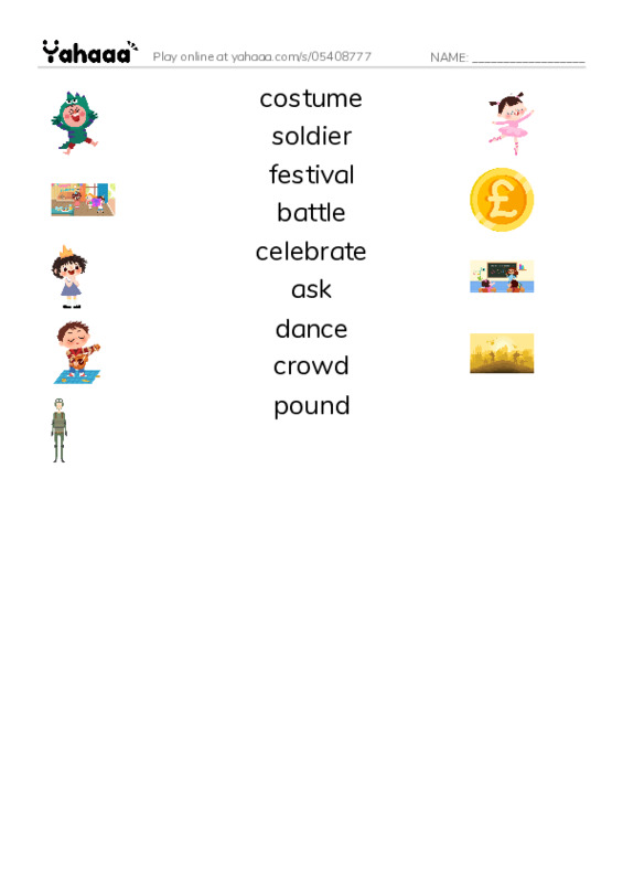 RAZ Vocabulary J: Its Cinco de Mayo Carlos PDF three columns match words