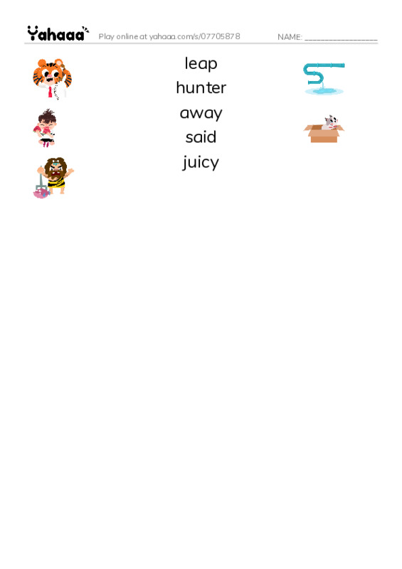 RAZ Vocabulary J: Leopard Ram and Jackal PDF three columns match words