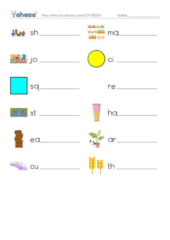 RAZ Vocabulary J: Lets Make Shapes1 PDF worksheet writing row