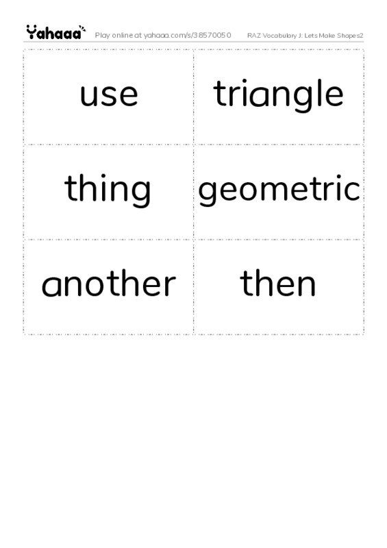 RAZ Vocabulary J: Lets Make Shapes2 PDF two columns flashcards