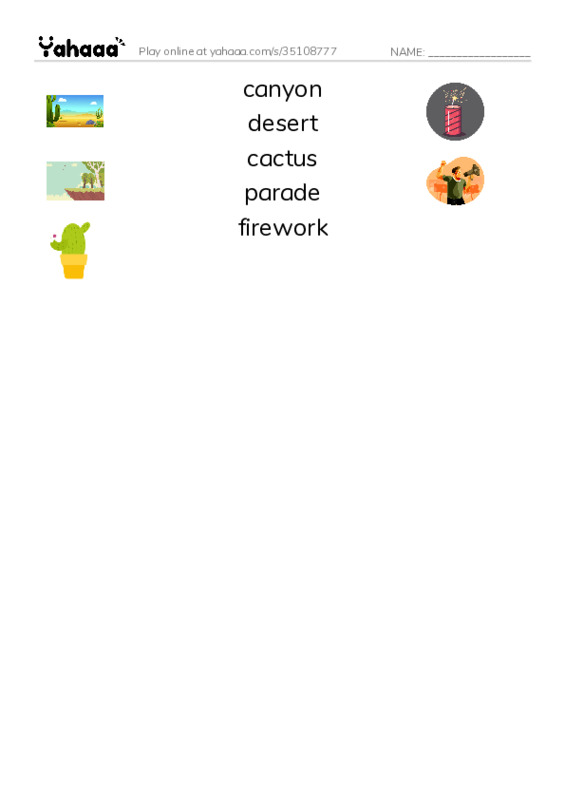 RAZ Vocabulary J: Mexico PDF three columns match words