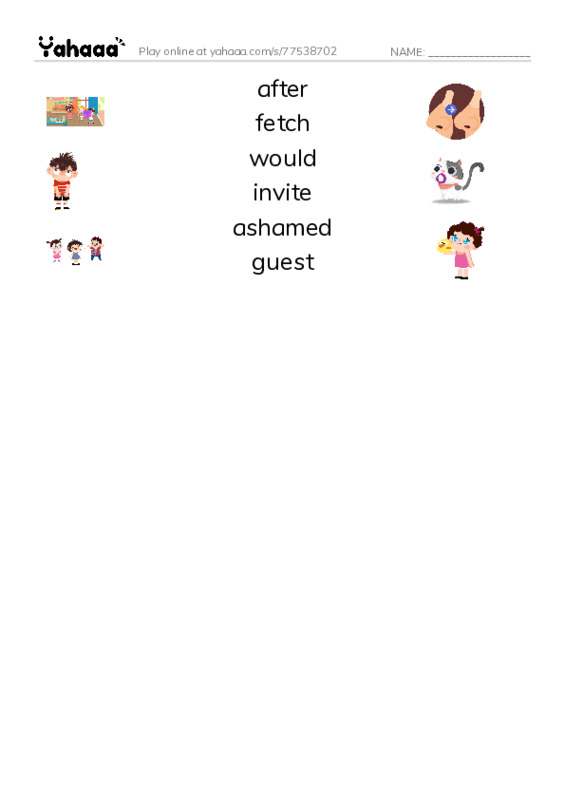 RAZ Vocabulary J: Monkey and Crocodile PDF three columns match words