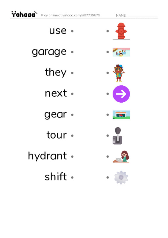 RAZ Vocabulary J: My Uncle Is a Firefighter PDF link match words worksheet