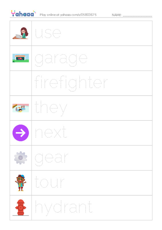RAZ Vocabulary J: My Uncle Is a Firefighter PDF one column image words
