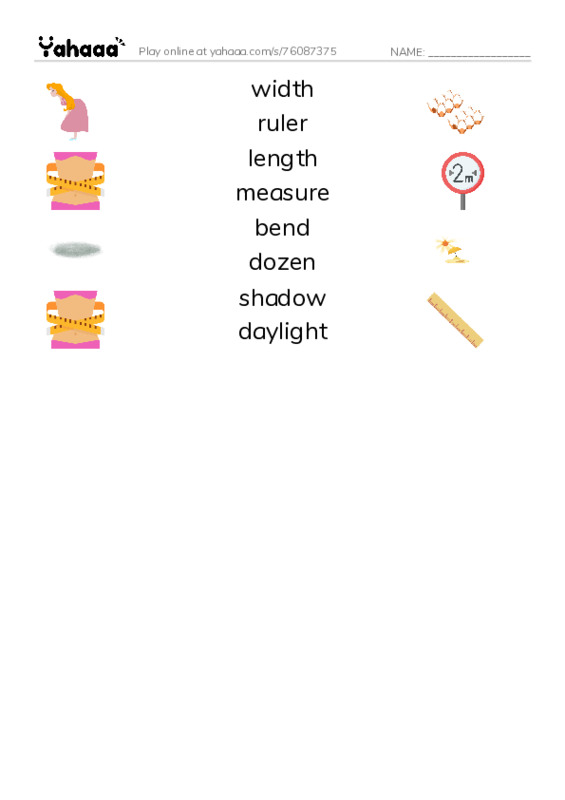 RAZ Vocabulary J: Number Twelve PDF three columns match words