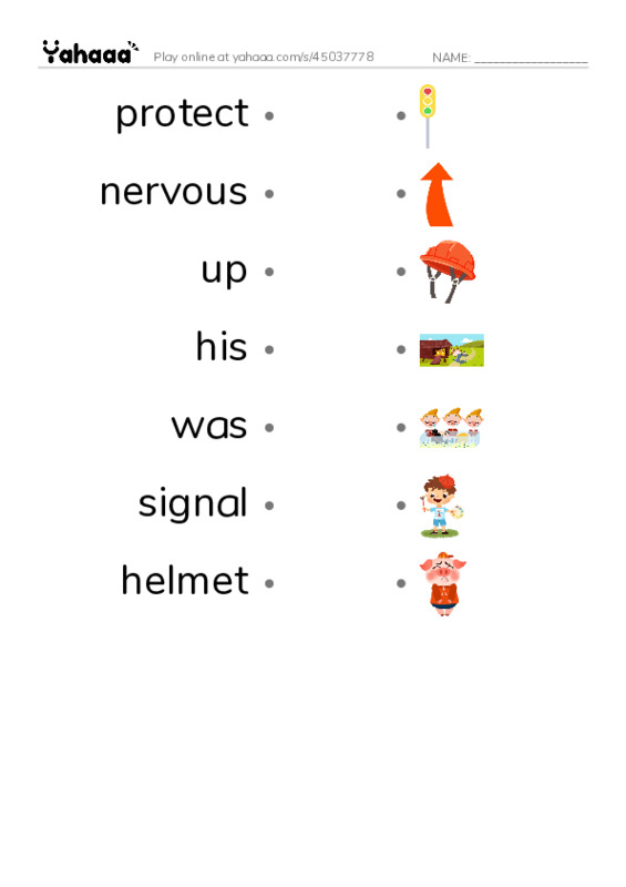 RAZ Vocabulary J: Safe Biking with Dad PDF link match words worksheet
