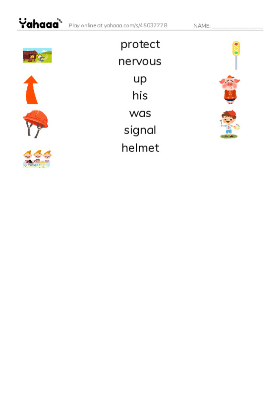 RAZ Vocabulary J: Safe Biking with Dad PDF three columns match words