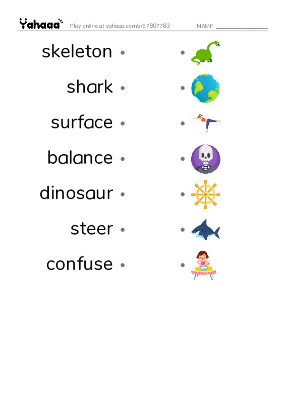 RAZ Vocabulary J: Sharks PDF link match words worksheet