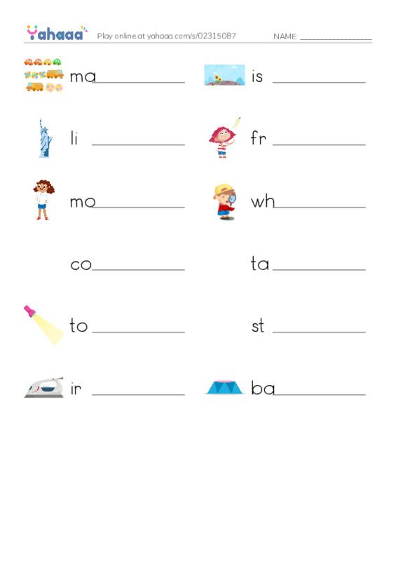 RAZ Vocabulary J: The Story of the Statue PDF worksheet writing row