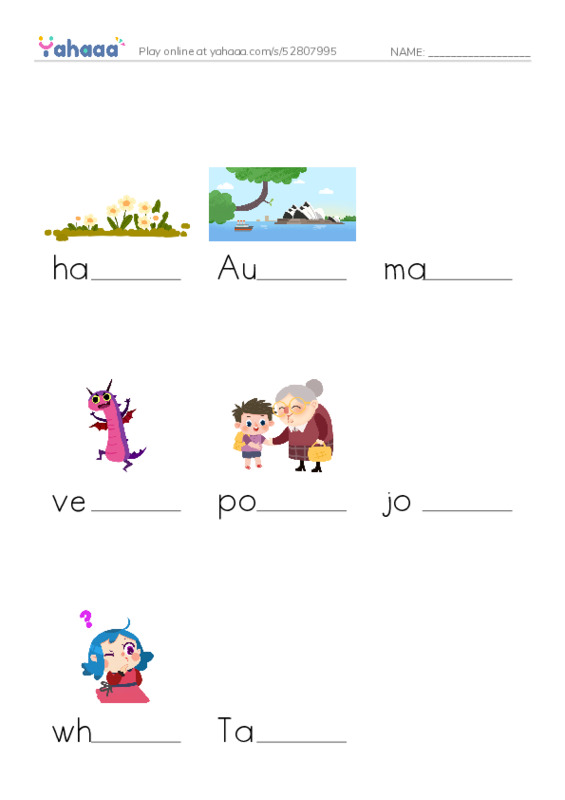 RAZ Vocabulary J: Wheres the Joey PDF worksheet to fill in words gaps