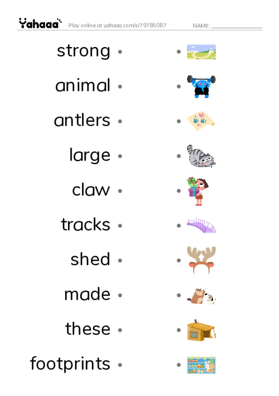 RAZ Vocabulary J: Whose Tracks Are These PDF link match words worksheet