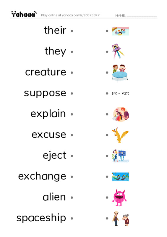 RAZ Vocabulary J: Why Im Late Today PDF link match words worksheet