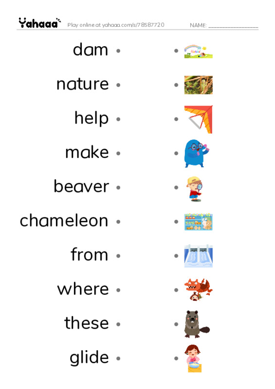 RAZ Vocabulary J: Wonders of Nature1 PDF link match words worksheet