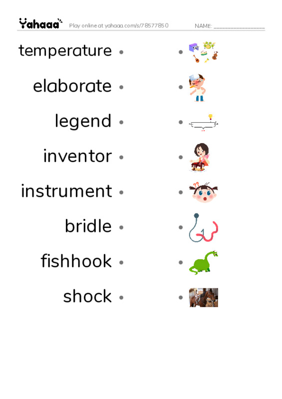 RAZ Vocabulary K: All About Kites PDF link match words worksheet