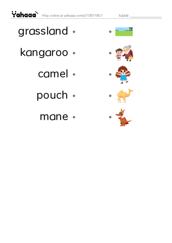 RAZ Vocabulary K: Animals Animals2 PDF link match words worksheet