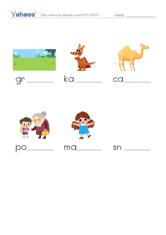 RAZ Vocabulary K: Animals Animals2 PDF worksheet to fill in words gaps