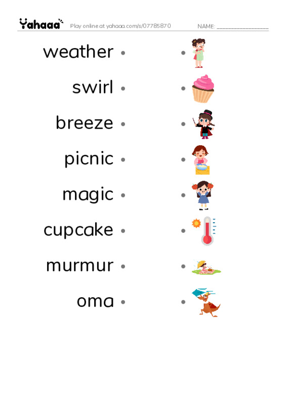 RAZ Vocabulary K: Anna and the Magic Coat PDF link match words worksheet