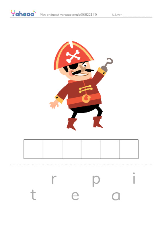 RAZ Vocabulary K: Blackbeard the Pirate PDF word puzzles worksheet